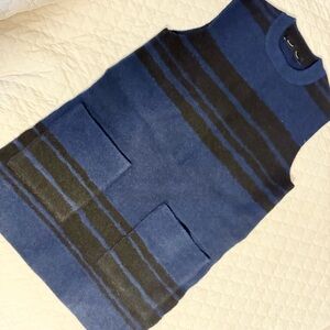 Proenza Schouler Blue and Black Striped Sleeveless Sweater